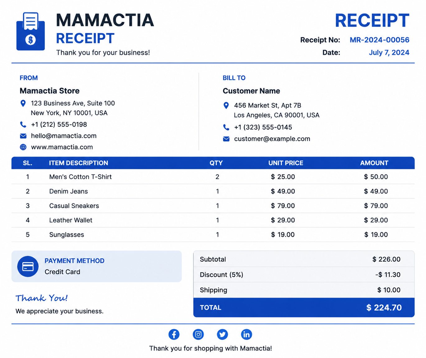 Mamactia Receipt