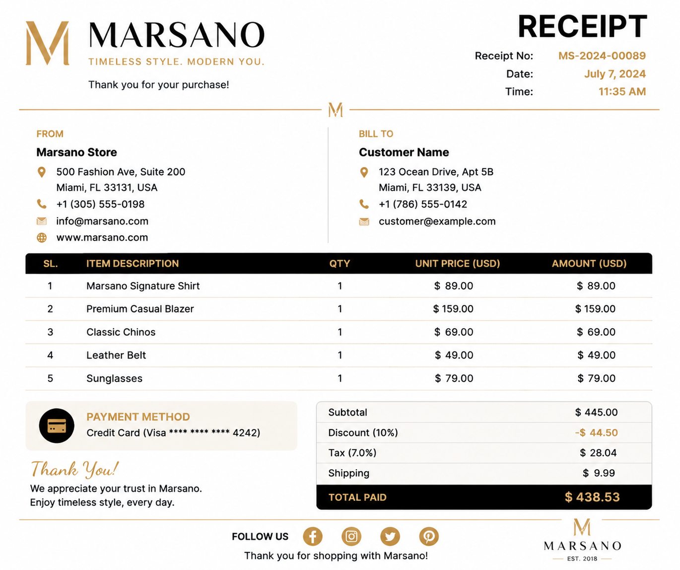 Marsano Receipt